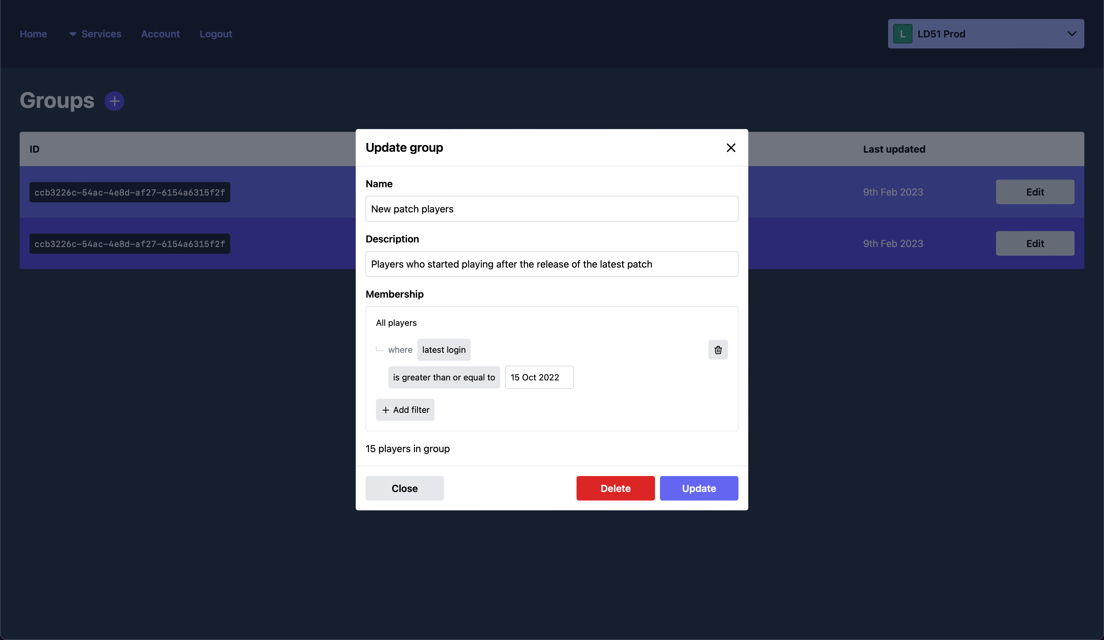 Player groups - create complex filters to segment your playerbase
