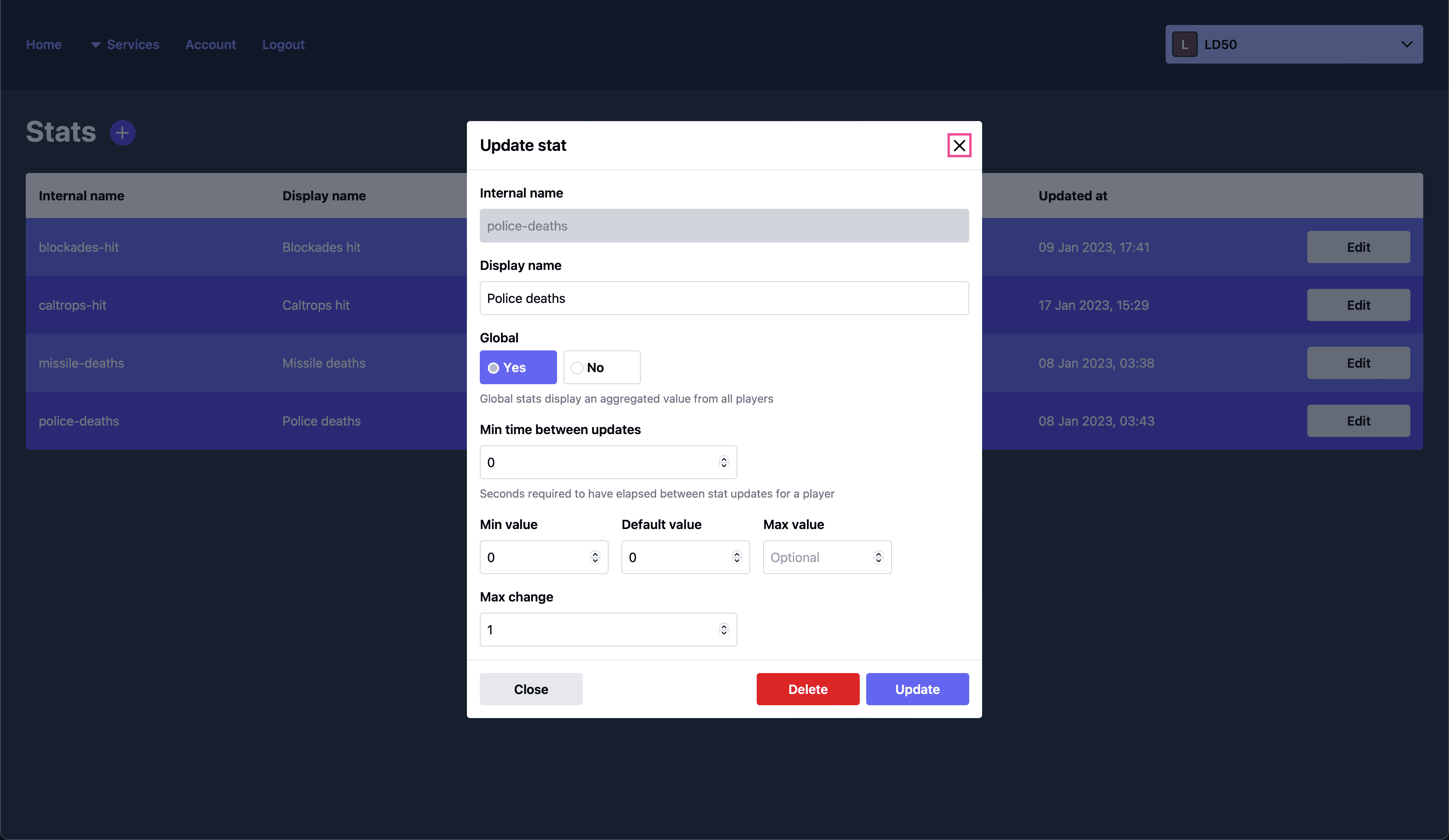 Editing a stat - full control over the constraints of a player stat