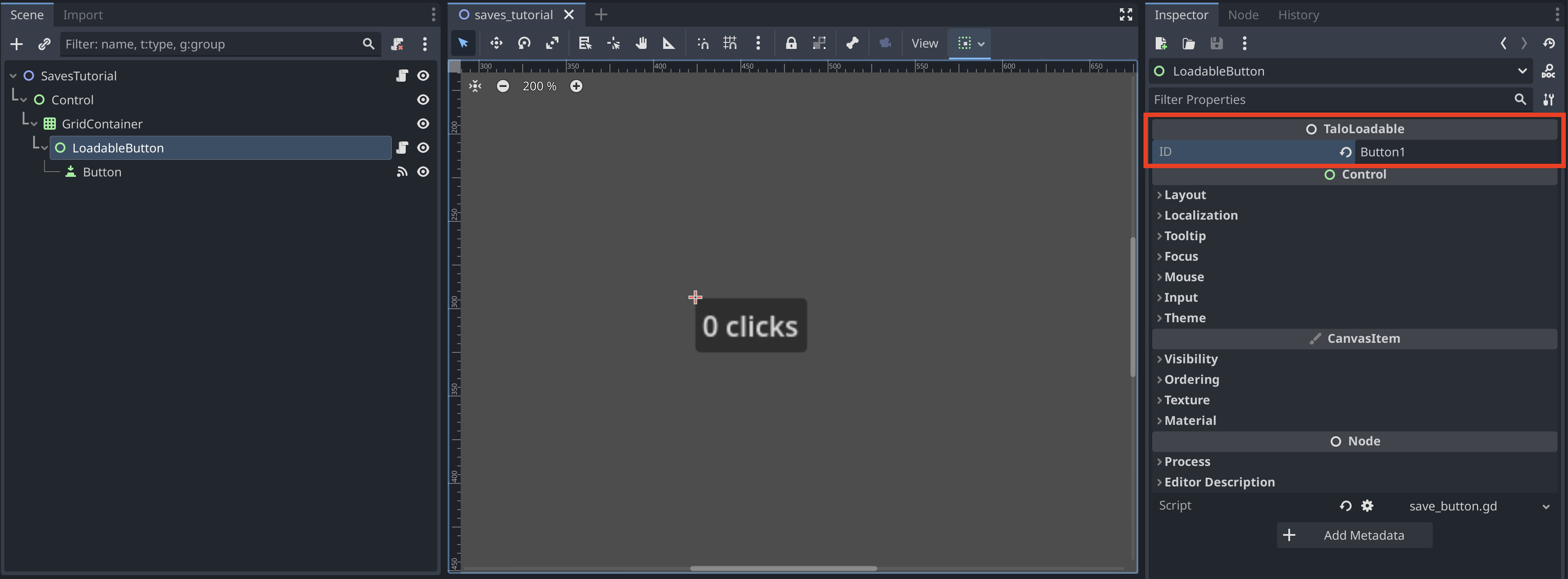 Setting the ID property in the Godot inspector