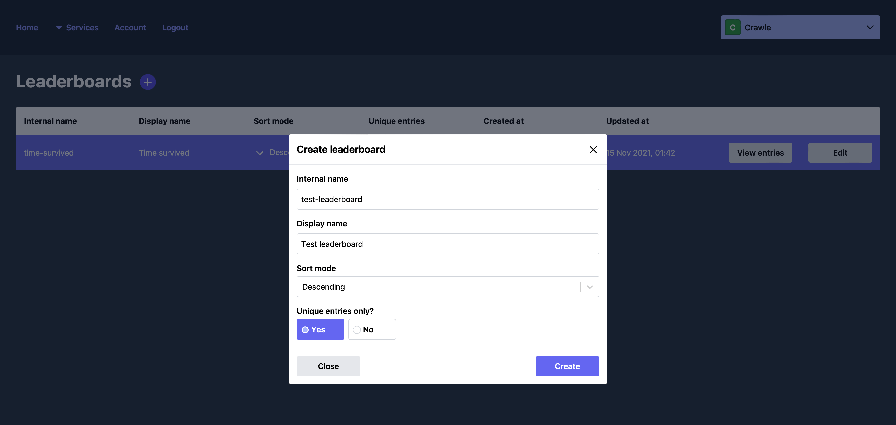 Creating a new leaderboard in the Talo dashboard