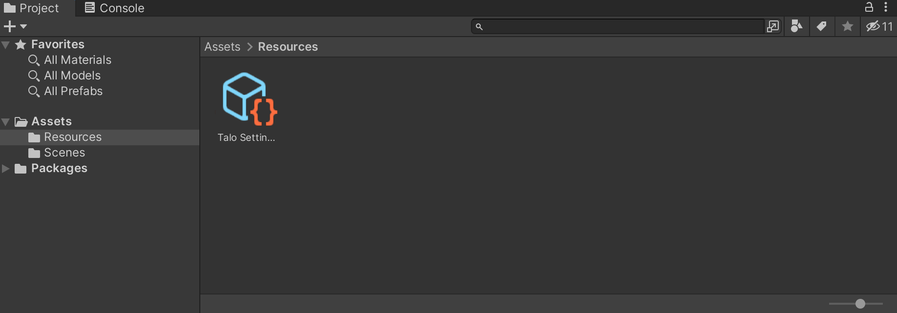Create a settings asset inside the Resources folder